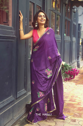 Amber Purple Silk Saree
